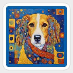 Gustav Klimt Style Dog with Colorful Scarf and Ears Sticker